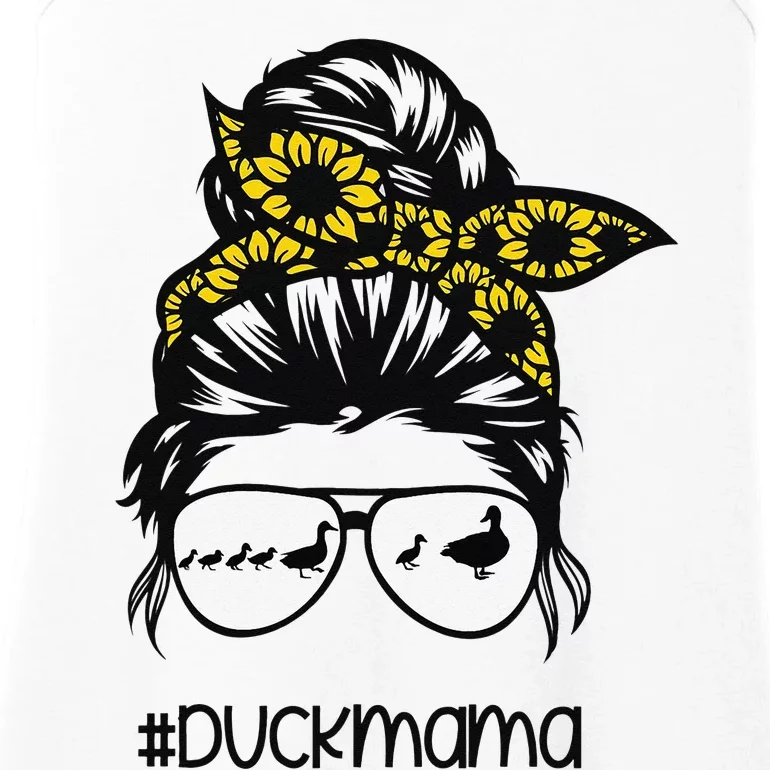 duck mama Messy Bun Sunflower duck mom messy bun sunflower Ladies Essential Tank