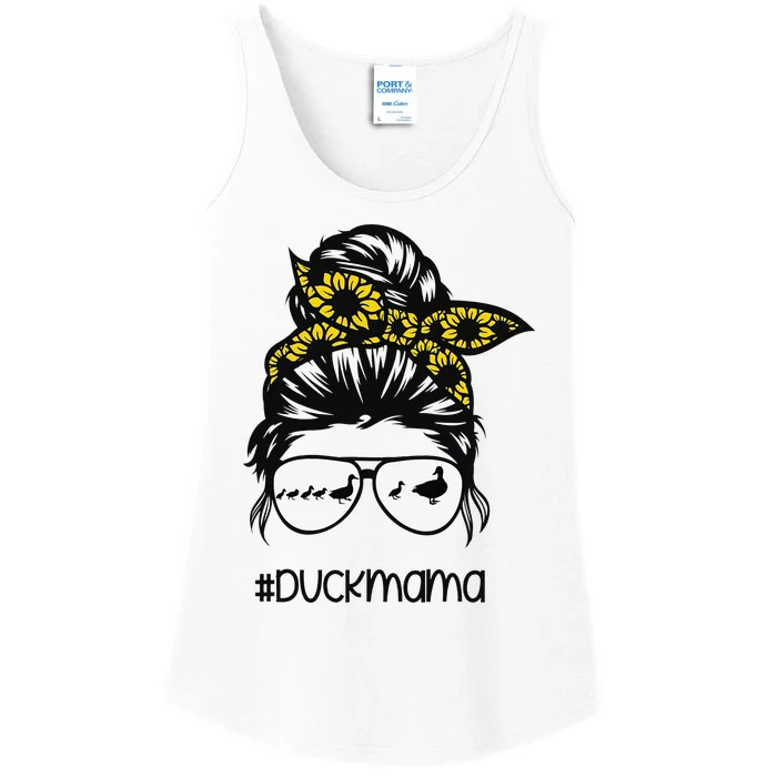 duck mama Messy Bun Sunflower duck mom messy bun sunflower Ladies Essential Tank