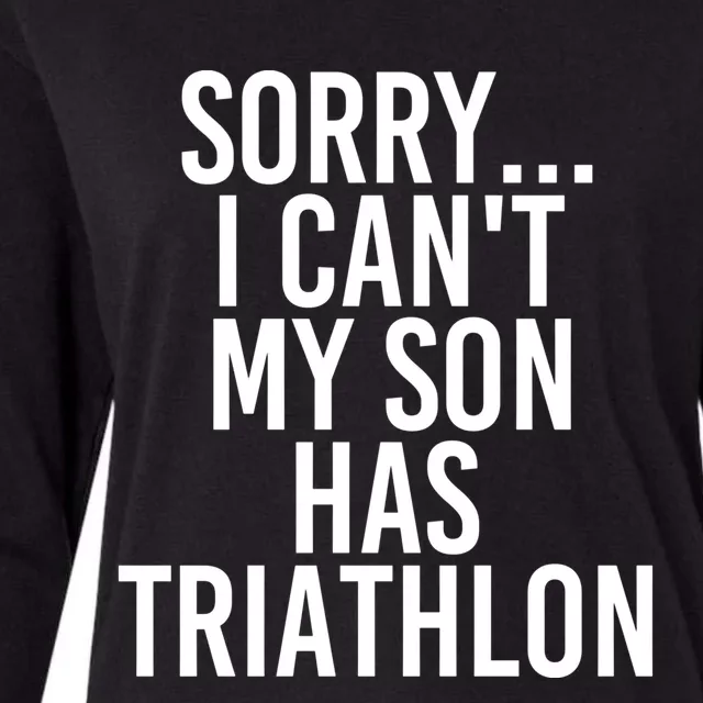 Dad Mom My Son Has Triathlon Gift Womens Cotton Relaxed Long Sleeve T-Shirt