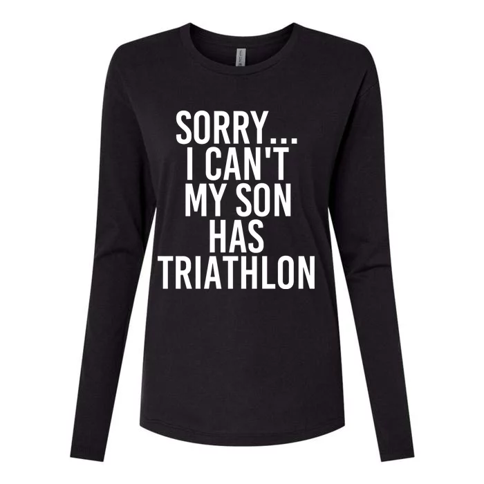 Dad Mom My Son Has Triathlon Gift Womens Cotton Relaxed Long Sleeve T-Shirt