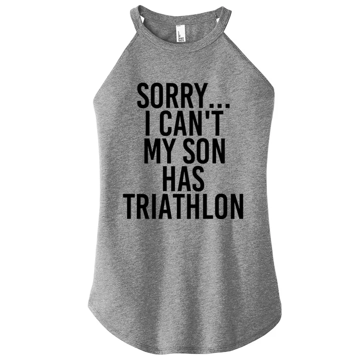 Dad Mom My Son Has Triathlon Gift Women’s Perfect Tri Rocker Tank