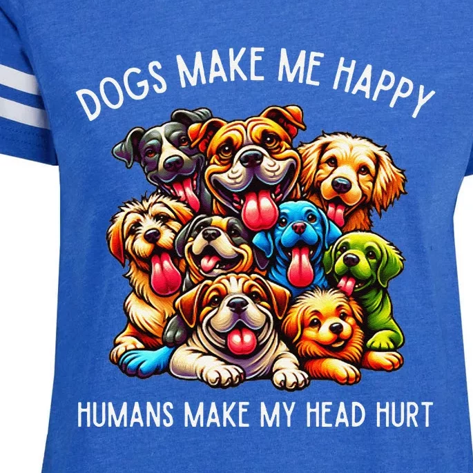 Dogs Make Me Happy Humans Make My Head Hurt Enza Ladies Jersey Football T-Shirt