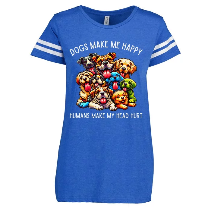 Dogs Make Me Happy Humans Make My Head Hurt Enza Ladies Jersey Football T-Shirt