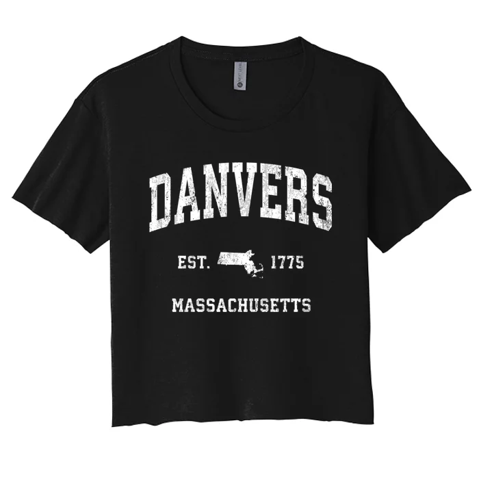 Danvers Massachusetts Ma Vintage Athletic Sports Design Women's Crop Top Tee