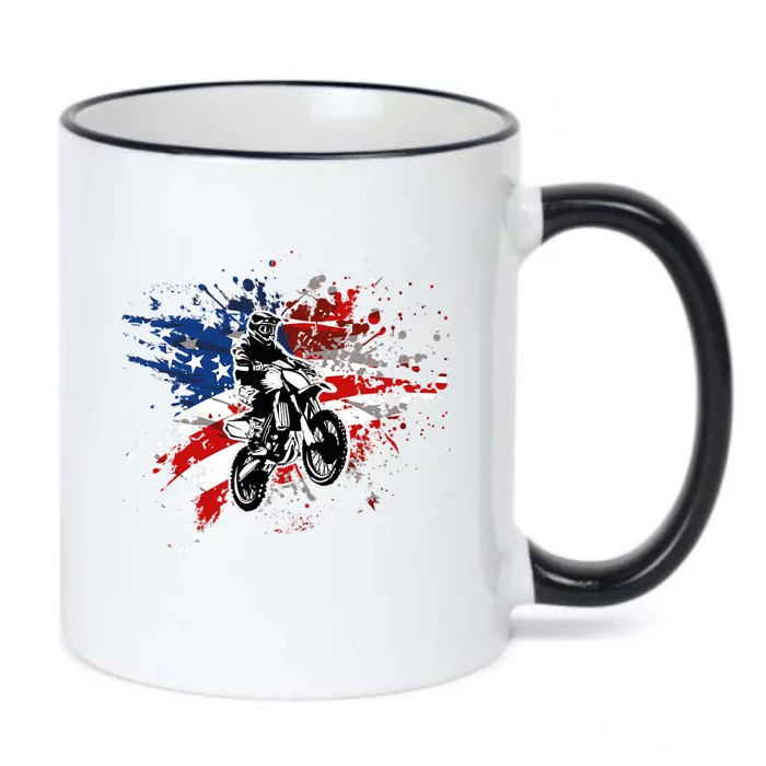 Dirtbike Motocross MX US Flag Smash Black Color Changing Mug