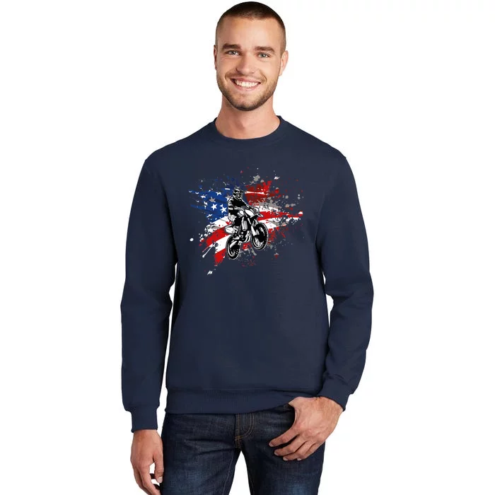 Dirtbike Motocross MX US Flag Smash Sweatshirt