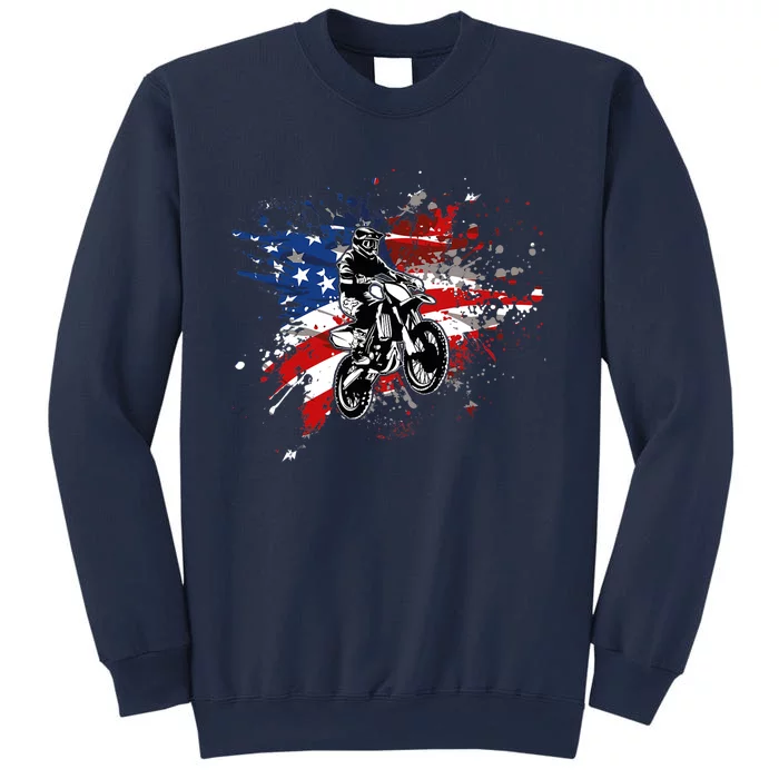 Dirtbike Motocross MX US Flag Smash Sweatshirt