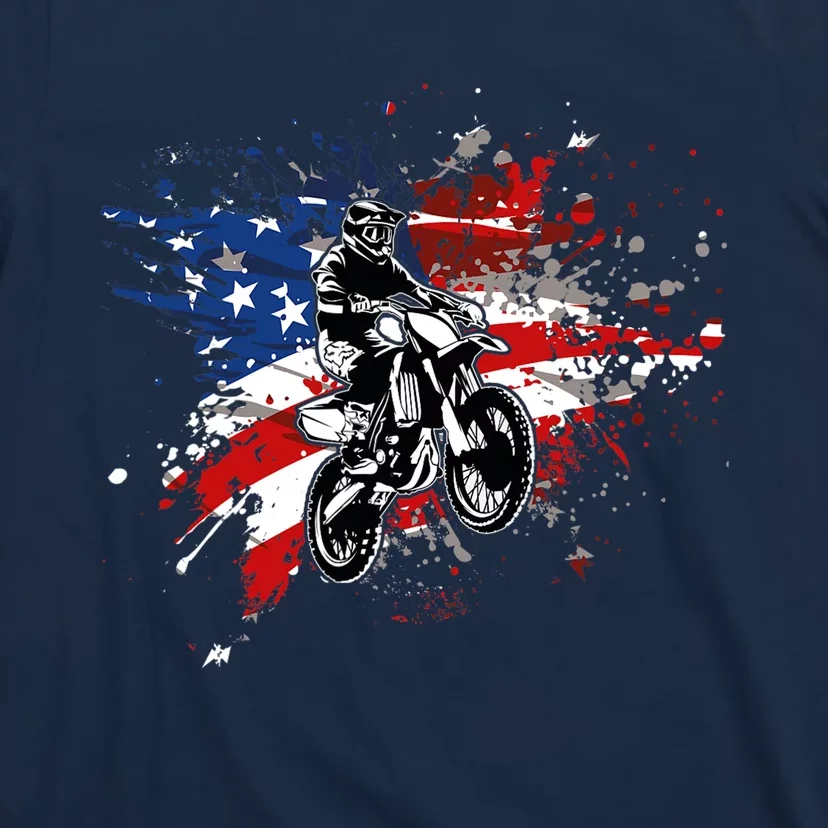 Dirtbike Motocross MX US Flag Smash T-Shirt