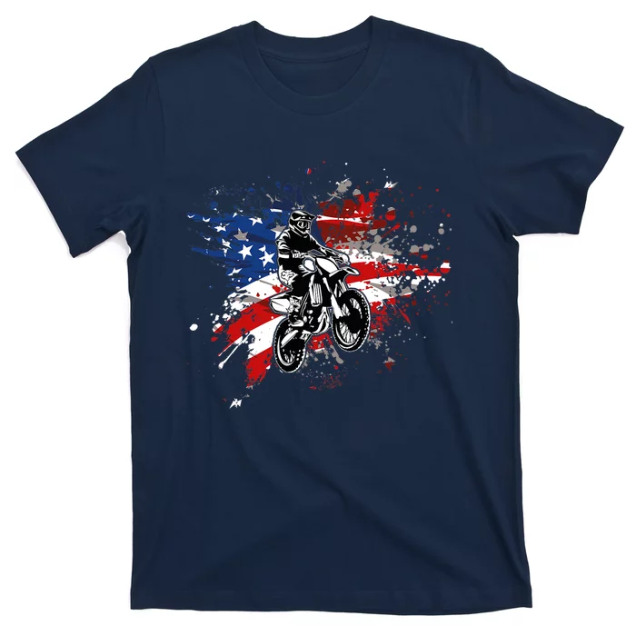 Dirtbike Motocross MX US Flag Smash T-Shirt