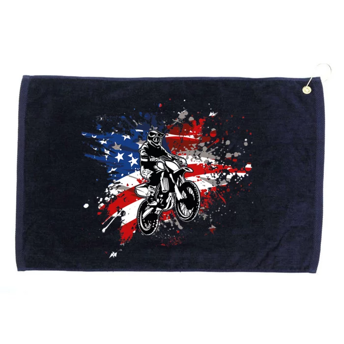 Dirtbike Motocross MX US Flag Smash Grommeted Golf Towel