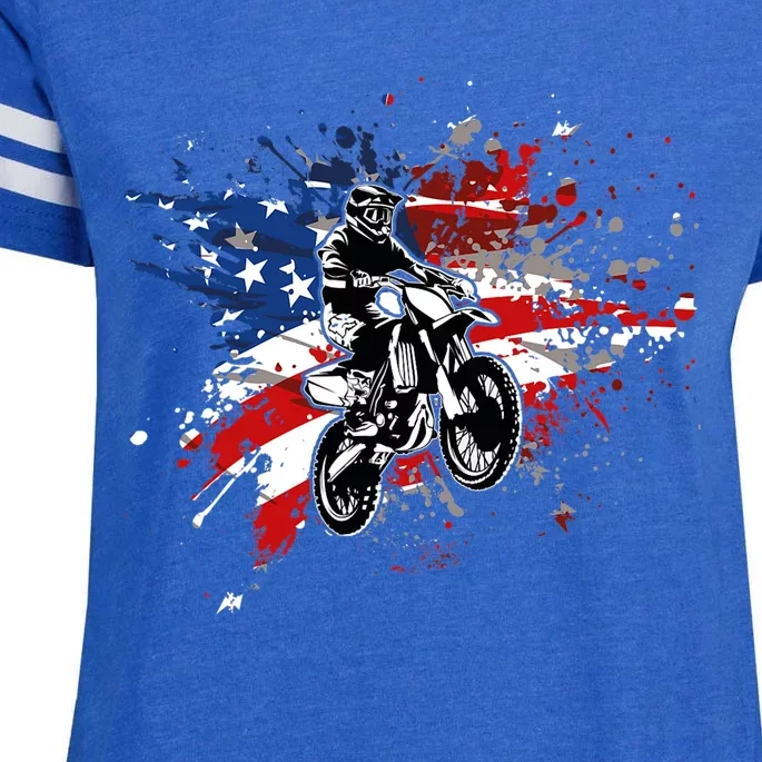 Dirtbike Motocross MX US Flag Smash Enza Ladies Jersey Football T-Shirt