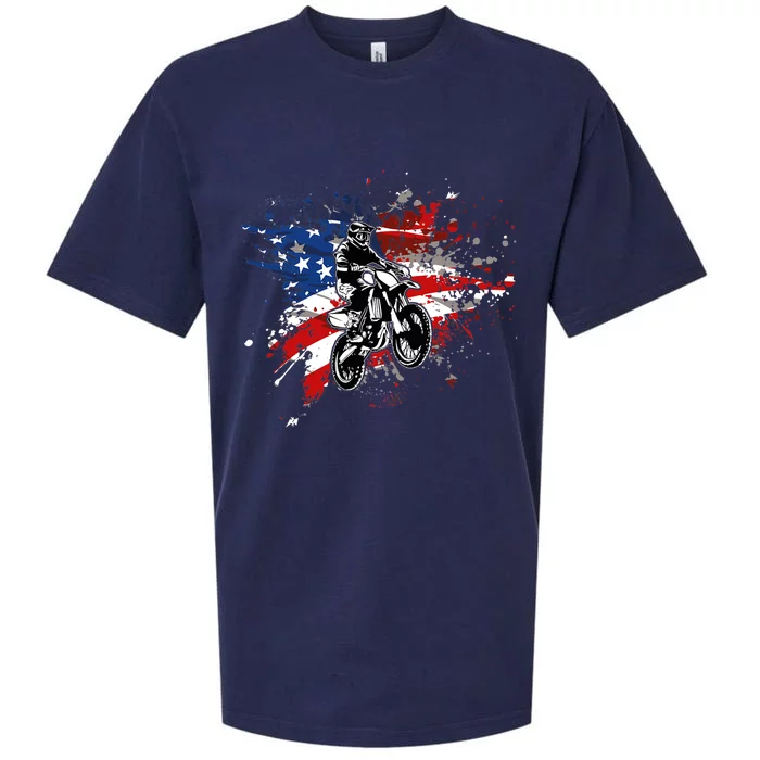 Dirtbike Motocross MX US Flag Smash Sueded Cloud Jersey T-Shirt