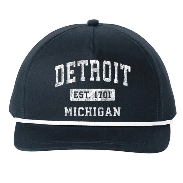 Detroit Michigan Mi Vintage Established Sports Design Snapback Five-Panel Rope Hat