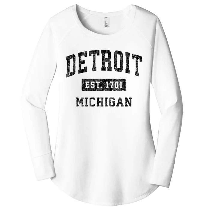 Detroit Michigan Mi Vintage Established Sports Design Women's Perfect Tri Tunic Long Sleeve Shirt