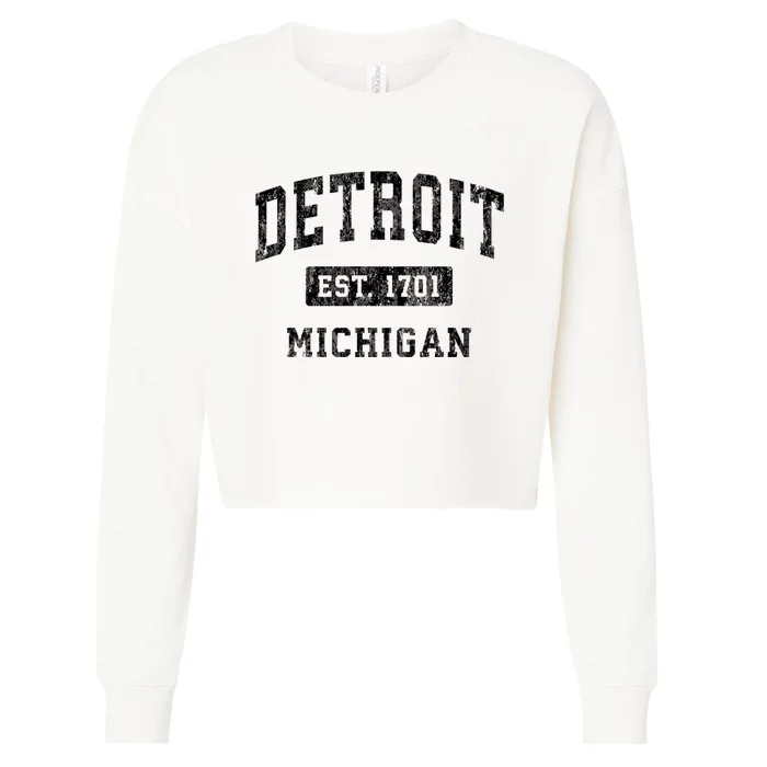 Detroit Michigan Mi Vintage Established Sports Design Cropped Pullover Crew