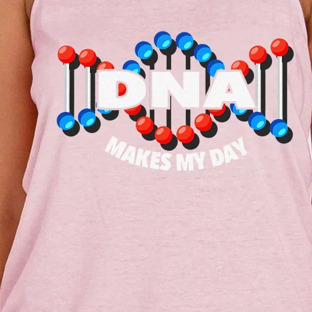 DNA Makes My Day Funny Molecular Biology Lover Women's Knotted Racerback Tank