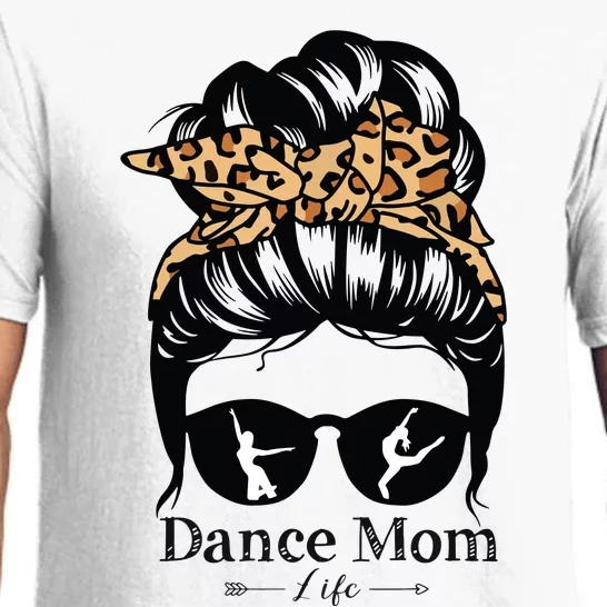 Dance Mom Messy Bun Hair Funny Leopard Dancer Pajama Set