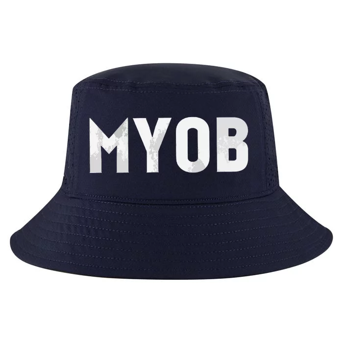 Distressed MYOB MIND YOUR OWN BUSINESS Cool Comfort Performance Bucket Hat