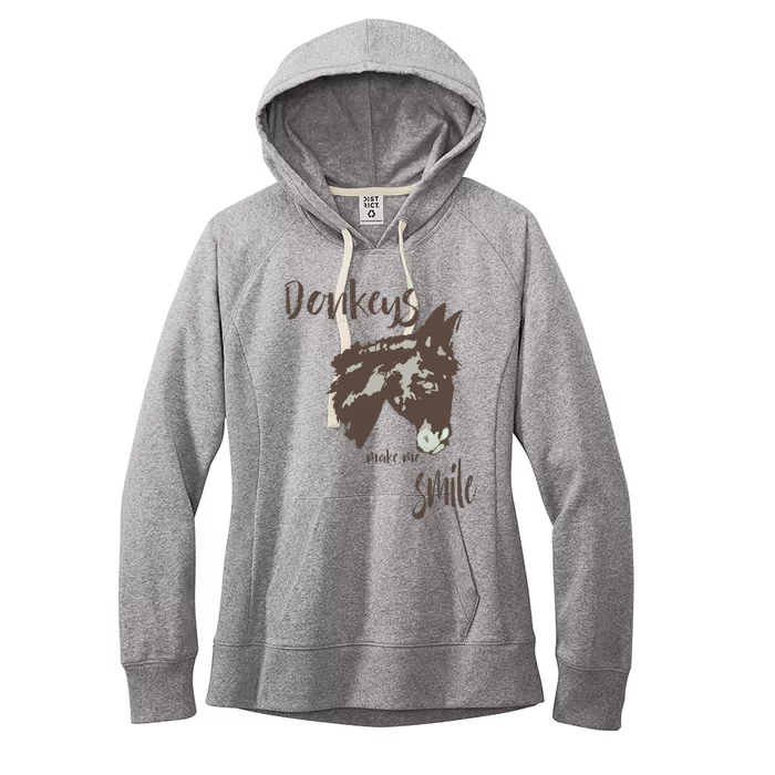 Donkeys Make Me Smile Cute Donkey Women's Fleece Hoodie