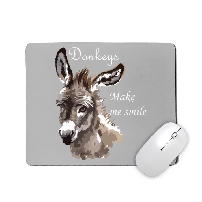 Donkeys Make Me Smile Cute Miniature Donkey Mini Donkey Gift Mousepad