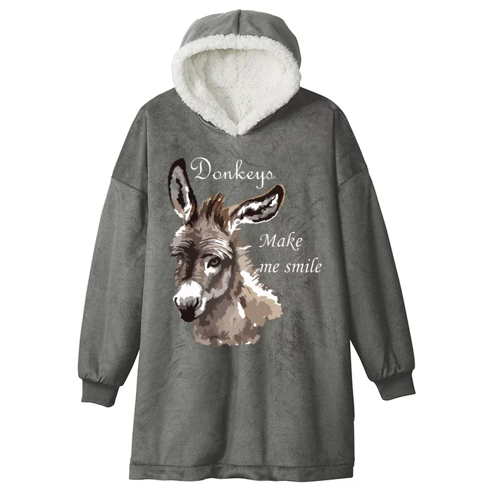 Donkeys Make Me Smile Cute Miniature Donkey Mini Donkey Gift Hooded Wearable Blanket