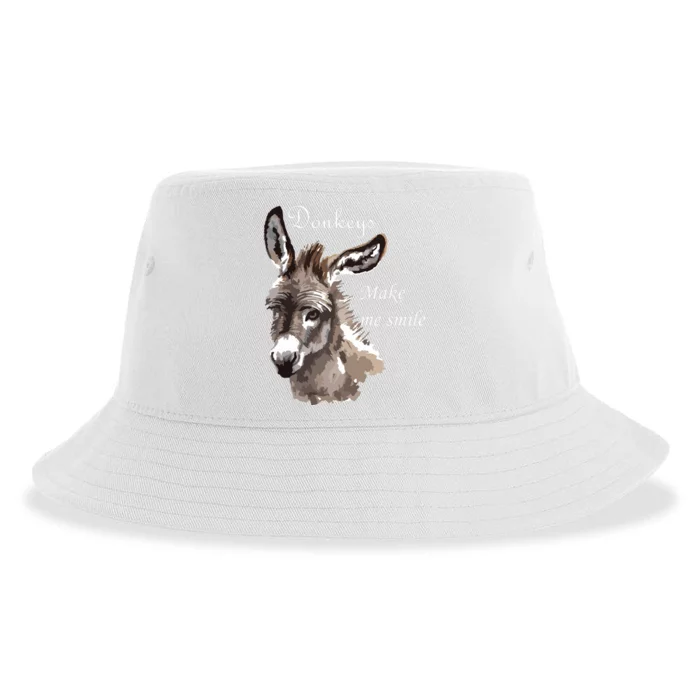 Donkeys Make Me Smile Cute Miniature Donkey Mini Donkey Gift Sustainable Bucket Hat