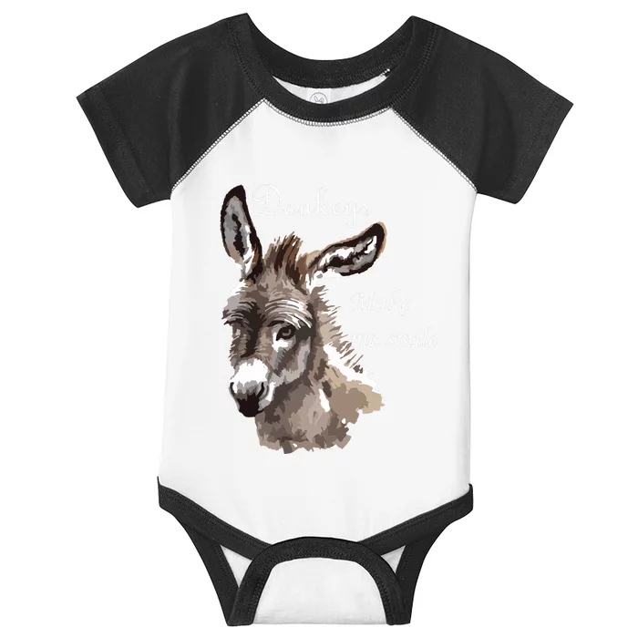 Donkeys Make Me Smile Cute Miniature Donkey Mini Donkey Gift Infant Baby Jersey Bodysuit