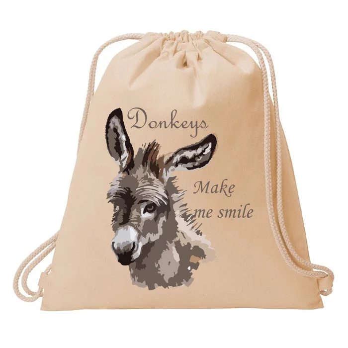 Donkeys Make Me Smile Cute Miniature DonkeyTail Lovers Drawstring Bag