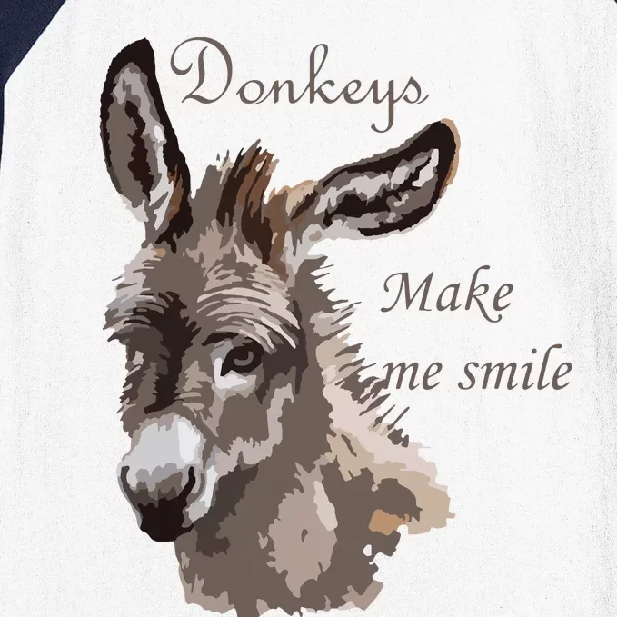 Donkeys Make Me Smile Cute Miniature DonkeyTail Lovers Baseball Sleeve Shirt