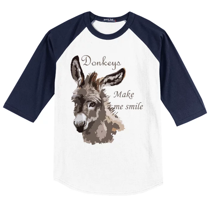 Donkeys Make Me Smile Cute Miniature DonkeyTail Lovers Baseball Sleeve Shirt