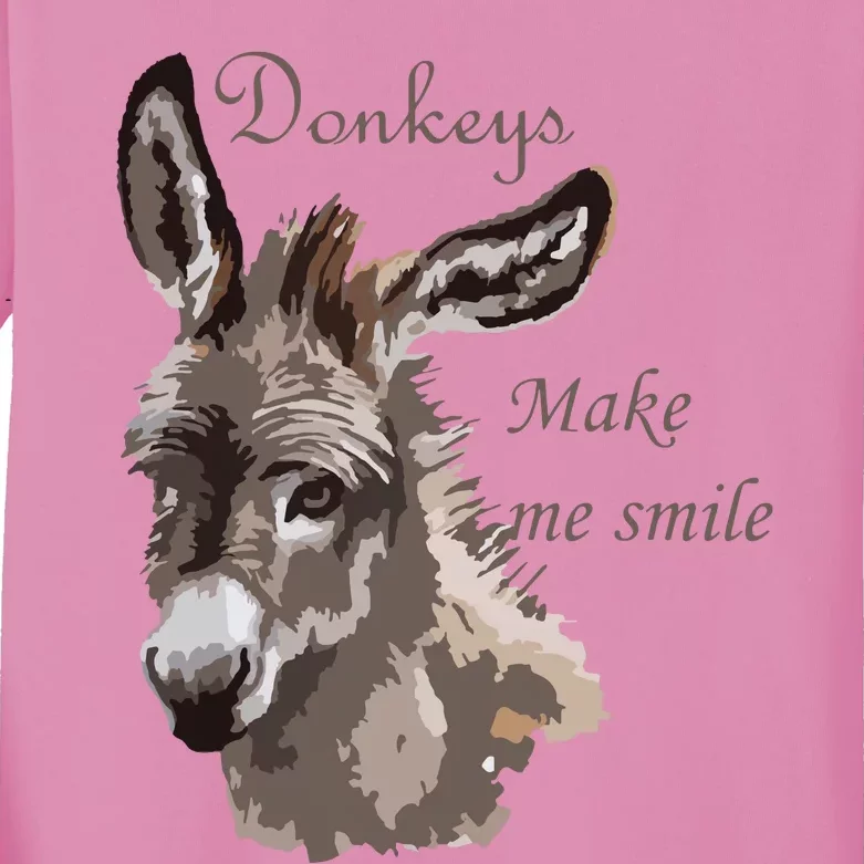 Donkeys Make Me Smile Cute Miniature DonkeyTail Lovers Kids Long Sleeve Shirt