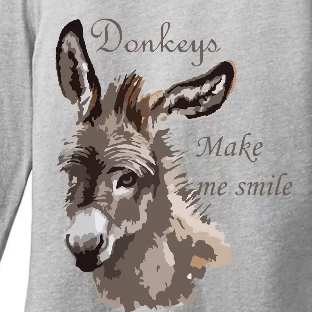 Donkeys Make Me Smile Cute Miniature DonkeyTail Lovers Womens CVC Long Sleeve Shirt