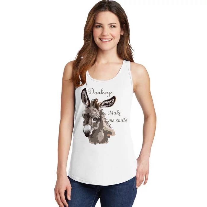 Donkeys Make Me Smile Cute Miniature DonkeyTail Lovers Ladies Essential Tank