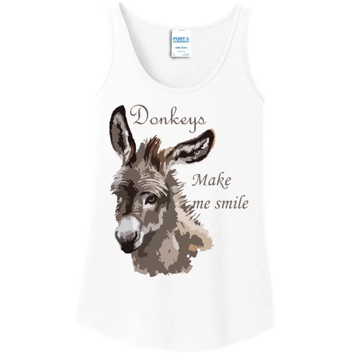 Donkeys Make Me Smile Cute Miniature DonkeyTail Lovers Ladies Essential Tank