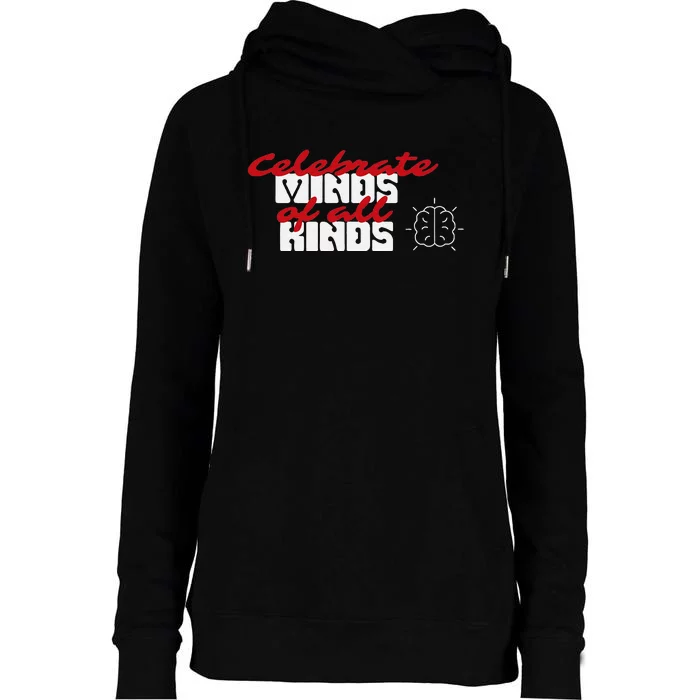 Diverse Minds Matter Inclusivity Womens Funnel Neck Pullover Hood