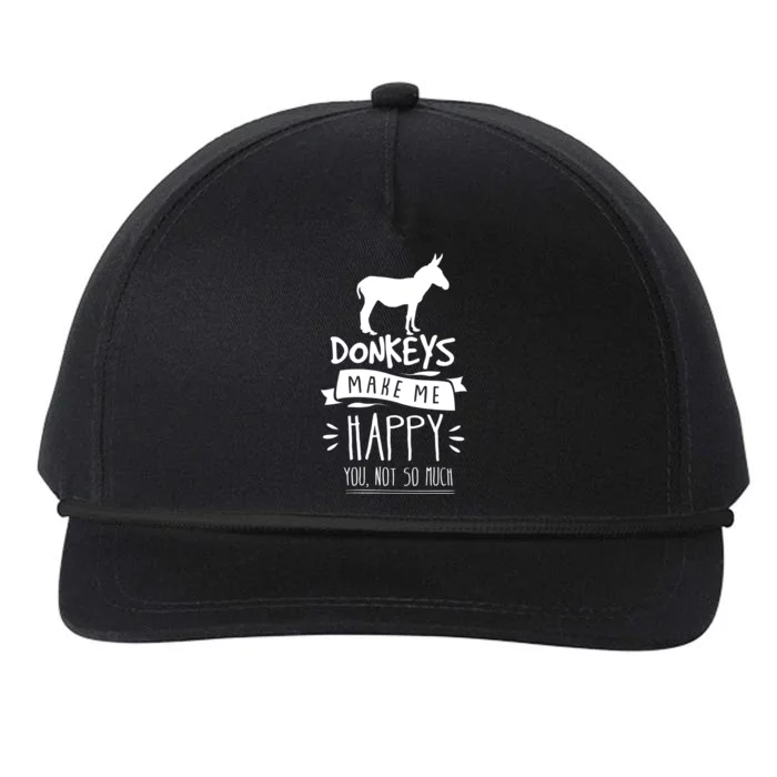 Donkeys Make Me Happy You Not So Much Funny Horseback Riding Gift Snapback Five-Panel Rope Hat