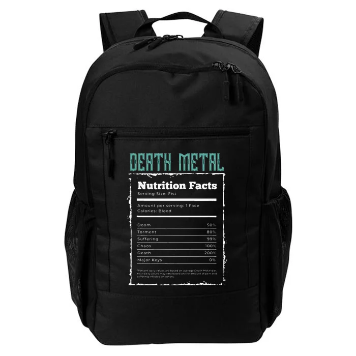 Death Metal Nutrition Facts Goth Genre Powerful Music Band Daily Commute Backpack