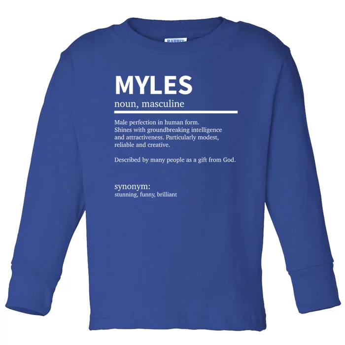 Definition Myles Name Saying Myles First Name Myles Gift Toddler Long Sleeve Shirt