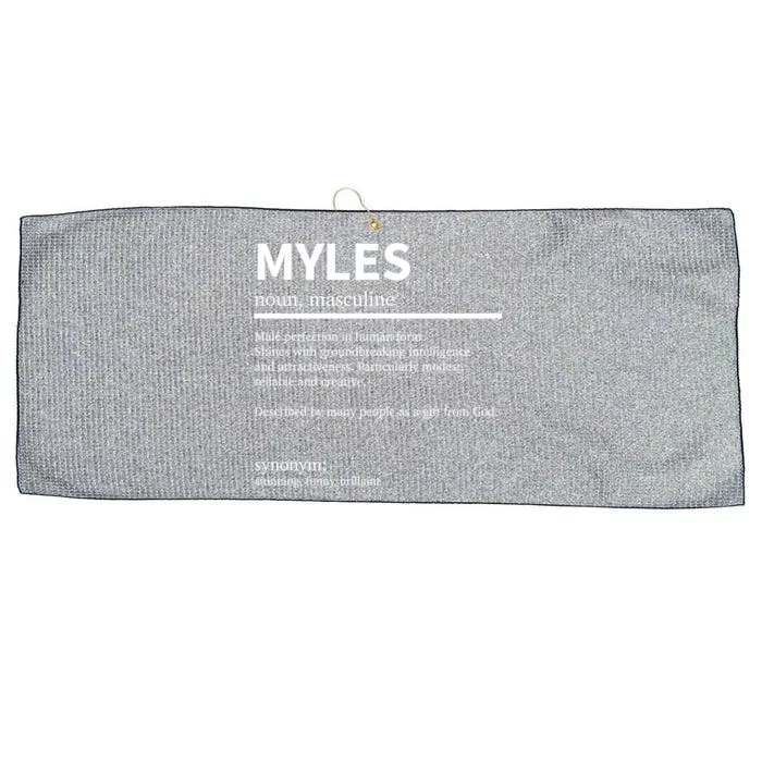 Definition Myles Name Saying Myles First Name Myles Gift Large Microfiber Waffle Golf Towel