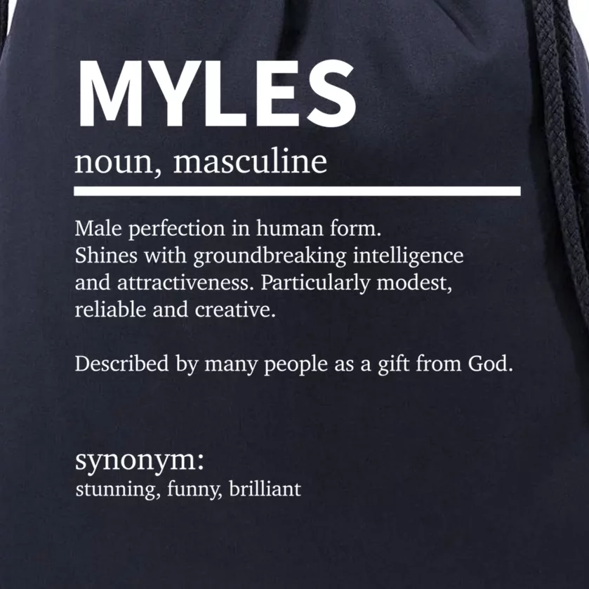 Definition Myles Name Saying Myles First Name Myles Gift Drawstring Bag