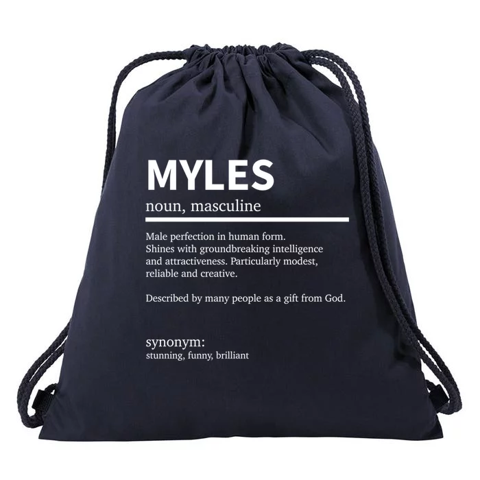 Definition Myles Name Saying Myles First Name Myles Gift Drawstring Bag