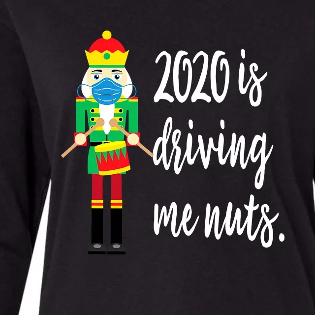 Driving Me Nuts Nutcracker Wearing Mask Family Christmas Womens Cotton Relaxed Long Sleeve T-Shirt