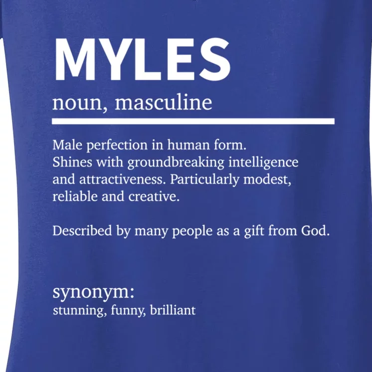 Definition Myles Name Saying Myles First Name Myles Gift Women's V-Neck T-Shirt