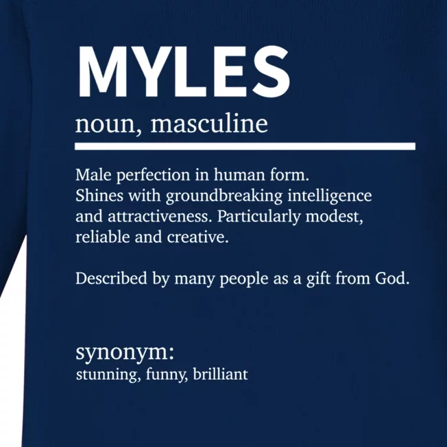 Definition Myles Name Saying Myles First Name Myles Gift Baby Long Sleeve Bodysuit