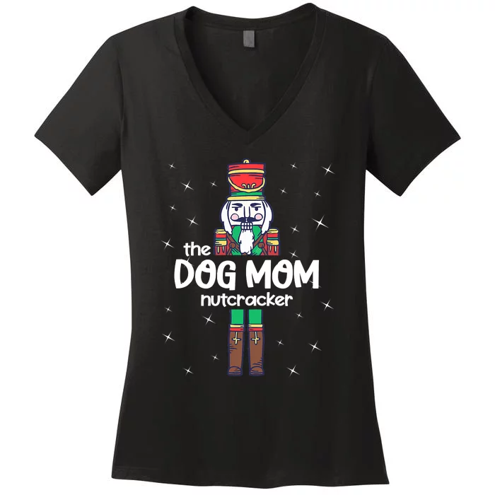 Dog Mom Nutcracker Family Funny Pajama Women's V-Neck T-Shirt