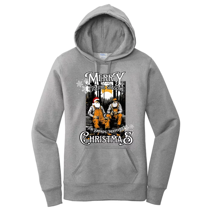 Drinking Moonshine on Christmas Tis The Season For Drinking Women's Pullover Hoodie