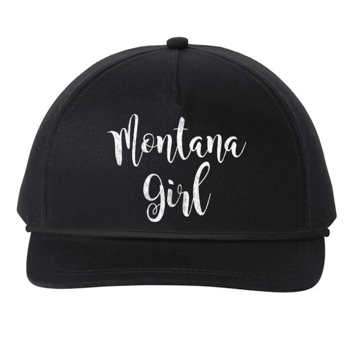 Distressed MT Outfit Cute Montana Girl Snapback Five-Panel Rope Hat