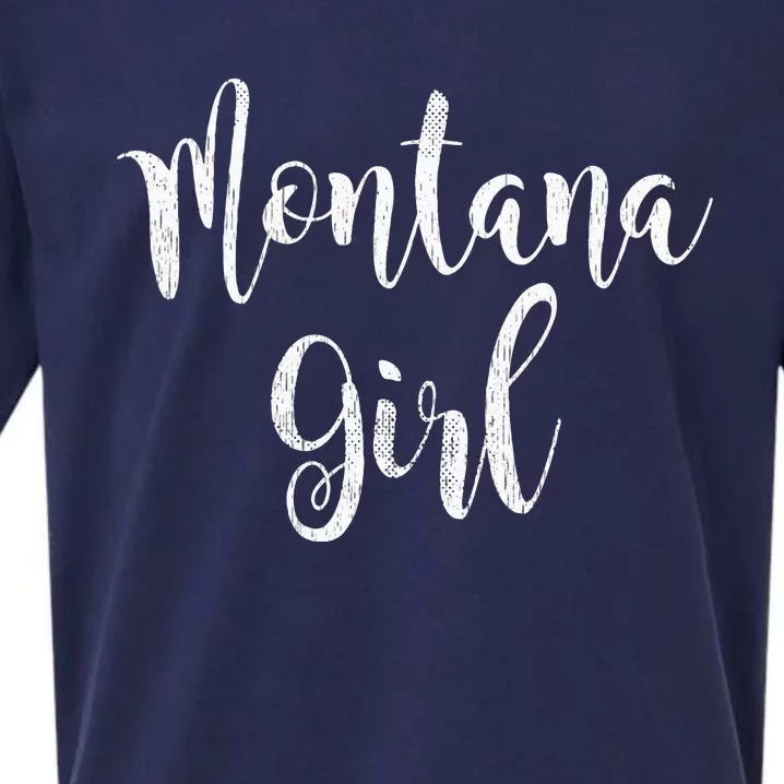 Distressed MT Outfit Cute Montana Girl Sueded Cloud Jersey T-Shirt