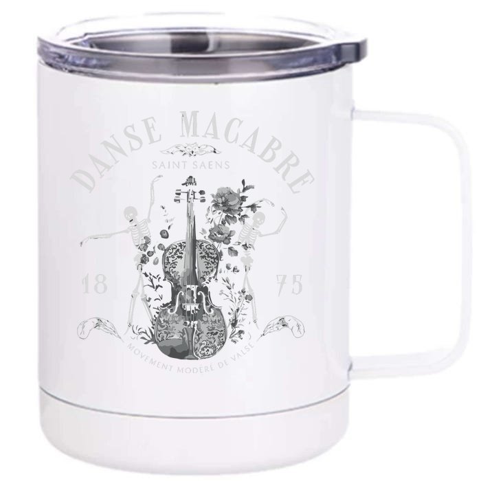 Danse Macabre Orchestra Skeleton Violin Front & Back 12oz Stainless Steel Tumbler Cup