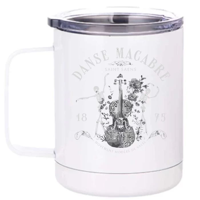 Danse Macabre Orchestra Skeleton Violin Front & Back 12oz Stainless Steel Tumbler Cup